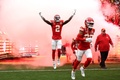 23NFL、第58回スーパーボウル、カンザスシティ・チーフス対サンフランシスコ・フォーティナイナーズ。フィールドに入るカンザスシティ・チーフスの選手（2024年2月11日撮影）。(c)Jamie Squire/Getty Images/AFP