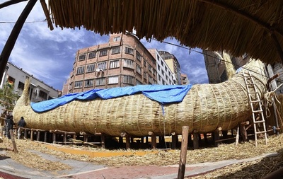 目指せ太平洋横断！ アシ製ボートを製作中