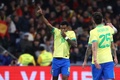サッカー国際親善試合、スペイン対ブラジル。1点目のゴールを喜ぶブラジルのロドリゴ（2024年3月26日撮影）。(c)Pierre-Philippe MARCOU/ AFP