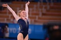 東京五輪、体操女子種目別ゆか決勝の演技に臨む米国のジェイド・キャリー（2021年8月2日撮影）。(c)Loic VENANCE/ AFP