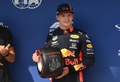 19F1第12戦ハンガリーGP予選。ポールポジションを獲得したレッドブルのマックス・フェルスタッペン（2019年8月3日撮影）。(c)ATTILA KISBENEDEK / AFP