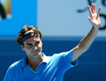 勝利を収め歓声に応えるロジャー・フェデラー。(c)AFP/Torsten BLACKWOOD