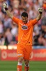 13-14スペイン1部リーグ第33節、グラナダ（Granada CF）対FCバルセロナ（FC Barcelona）。チームの得点を喜ぶグラナダのGKオレスティス・カルネジス（Orestis Karnezis、2014年4月12日撮影）。(c)AFP/JORGE GUERRERO