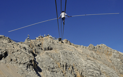 まさに空の上、ドイツ最高峰のロープウエーで綱渡り