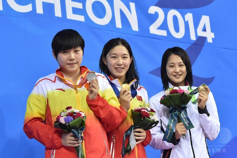 女子800m自由形で地田が銅メダル、アジア大会 写真5枚 国際ニュース