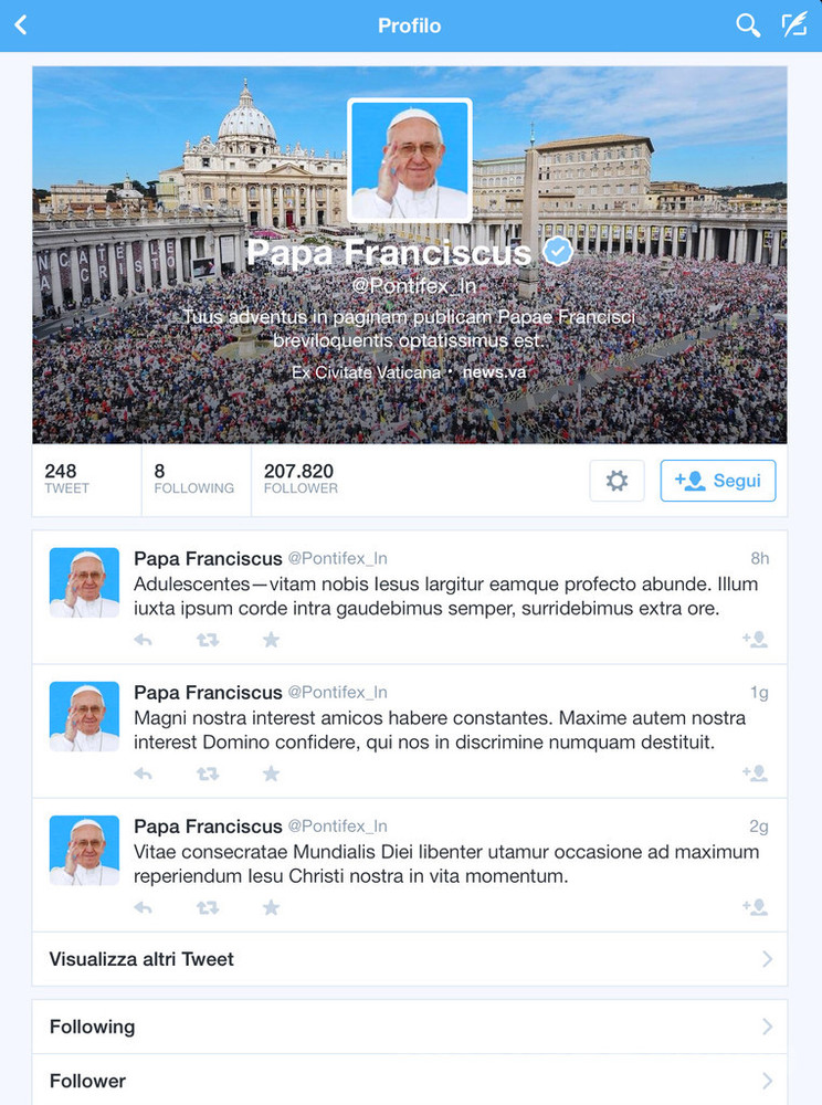法王の ラテン語 ツイッター 予想外の大人気 写真1枚 国際ニュース Afpbb News