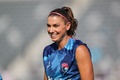 24ナショナル・ウィメンズ・サッカーリーグ（NWSL）第19節、サンディエゴ・ウェーブ対ノースカロライナ・カレッジ。試合前のウオームアップに臨むサンディエゴ・ウェーブのアレックス・モーガン（2024年9月8日撮影）。(c)Meg Oliphant/Getty Images/AFP