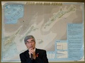 北海道羅臼町の羅臼国後展望塔で記者会見をする元国後島島民の脇紀美夫さん（2018年10月10日撮影）。(c)Kazuhiro NOGI/ AFP