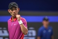 男子テニス、成都オープン決勝。ポイント獲得を喜ぶ商竣程（2024年9月24日撮影）。(c)AFP