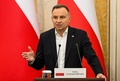 ウクライナ西部リビウで会見するポーランドのアンジェイ・ドゥダ大統領（2023年1月11日撮影）。(c)YURIY DYACHYSHYN / AFP
