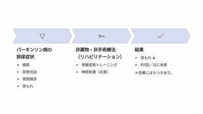 【昭和医科大学】パーキンソン病の排尿の悩みに新たな選択肢― 薬や手術以外の治療法で尿もれ改善の可能性を示唆 ―