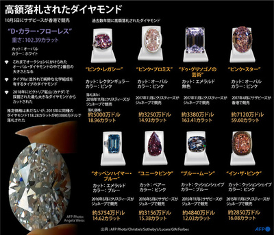 【図解】桁違いの輝き、高額落札されたダイヤモンド