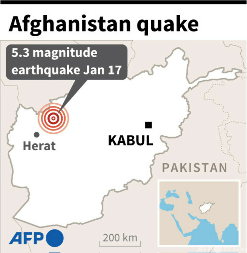 アフガニスタンで地震、26人死亡