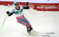 アルペンスキー世界選手権2013（2013 FIS Alpine World Ski Championships）、男子大回転。優勝を決めたテッド・リゲティ（Ted Ligety、2013年2月6日撮影）。(c)AFP/SAMUEL KUBANI