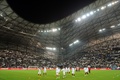 サッカー国際親善試合、フランス対スウェーデン。試合前の練習に臨むフランスの選手（2014年11月18日撮影）。(c)AFP/BORIS HORVAT