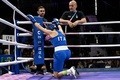 パリ五輪、ボクシング女子66キロ級2回戦。ブレークを取るイタリアのアンジェラ・カリニ（2024年8月1日撮影）。(c)MOHD RASFAN / AFP