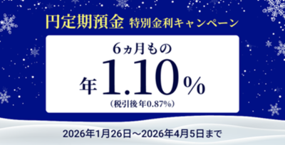 住信SBIネット銀行、「円定期預金 特別金利キャンペーン」実施のお知らせ