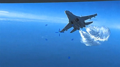 米、無人機とロシア軍機「衝突」の映像公開
