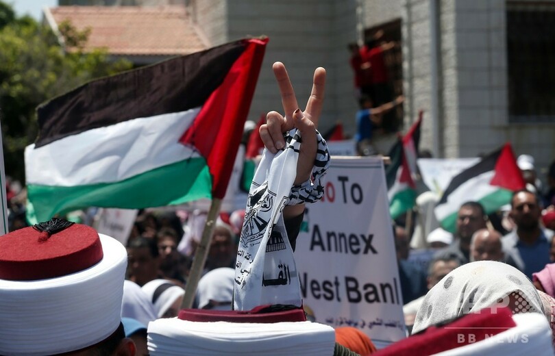 イスラエルの併合計画に抗議、ガザ地区でデモ 国際社会も非難