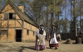 米バージニア（Virginia）州ジェームズタウン（Jamestown）にあった植民地での暮らしを再現する人々（2007年4月6日撮影、資料写真）。(c)AFP/Manie GARCIA