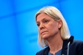 スウェーデンの首都ストックホルムで記者会見したマグダレナ・アンデション次期首相（2021年11月24日撮影）。(c)various sources / AFP
