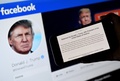 画面に表示されたドナルド・トランプ前米大統領のフェイスブックページと、トランプ氏の声明（2021年5月5日撮影）。(c)Olivier DOULIERY / AFP