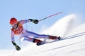 平昌冬季五輪、アルペンスキー女子大回転。滑走するミカエラ・シフリン（2018年2月15日撮影）。(c)AFP PHOTO /　JAVIER SORIANO