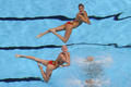第15回世界水泳選手権（15th FINA World Championships）は22日、スペイン・バルセロナ（Barcelona）でシンクロナイズドスイミングのチームテクニカルルーティン（TR）決勝が行われ、ロシアが96.6点で金メダルに輝いた。

94.4点を記録したスペインが銀メダル、93.3点を記録したウクライナが銅メダルを獲得した。

演技に臨むウクライナの選手（2013年7月22日撮影）。(c)AFP/JOSEP LAGO