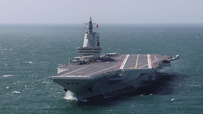 中国海軍の空母「福建」　就役後初の実兵訓練