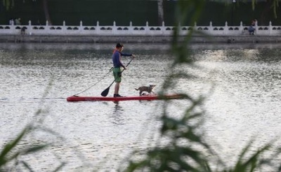 中国でパドルボードが大人気 コロナ禍避けて「水上の自由」楽しむ