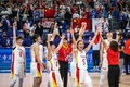 第19回アジア競技大会、バスケットボール女子決勝、中国対日本。勝利を喜ぶ中国の選手（2023年10月5日撮影）。(c)Philip FONG / AFP