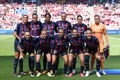 女子サッカー欧州チャンピオンズリーグ決勝、FCバルセロナ対VfLボルフスブルク。試合前の写真撮影に臨むFCバルセロナの選手（2023年6月3日撮影）。(c)Kenzo TRIBOUILLARD / AFP
