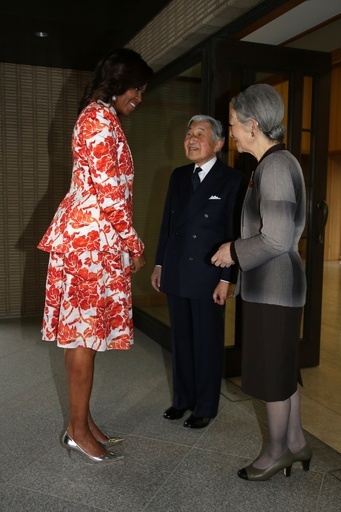 ミシェル米大統領夫人、両陛下と懇談