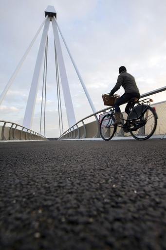 塩含む特殊なアスファルトで凍結防止、オランダの自転車道
