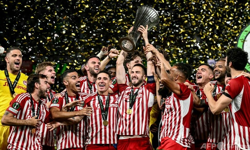 オリンピアコスがECL制覇 ギリシャ勢初の欧州タイトル獲得
