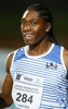 南アフリカ・プレトリアで開催された陸上選手権で、女子200メートルを制したキャスター・セメンヤ（2020年3月13日撮影）。(c)Phill Magakoe / AFP