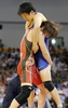 レスリング・女子フリースタイル55キロ級決勝で許莉と対戦する吉田沙保里。（2008年8月16日撮影）(c)AFP/TOSHIFUMI KITAMURA