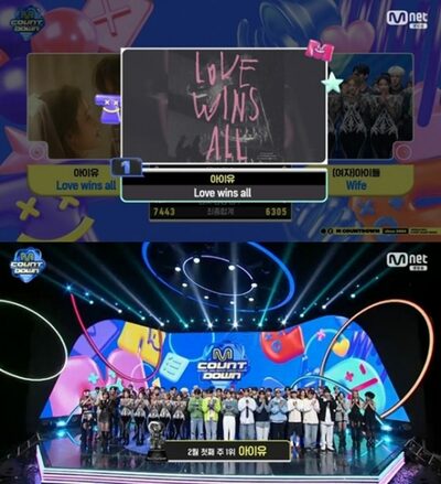 IUが「M COUNTDOWN」で1位…(G)I-DLEを振り切る