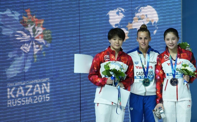 カニョットが中国の牙城崩し女子1m板飛び込みで金、第16回世界水泳