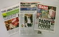 ロンドン（London）で、アイルランドでのリスボン条約否決を1面で伝える新聞。（2008年6月14日撮影）(c)AFP/CARL DE SOUZA