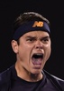 全豪オープンテニス、男子シングルス準々決勝。試合に勝利し喜ぶミロス・ラオニッチ（2016年1月27日撮影）。(c)AFP/GREG WOOD