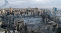 イスラエル軍の攻撃を受け破壊された街区。パレスチナ自治区ガザ地区で（2023年10月10日撮影）。(c)BELAL AL SABBAGH / AFP