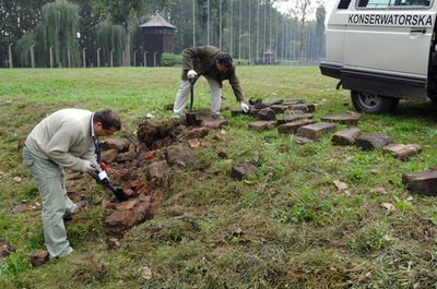 遺体焼却に使用された棚を発見、アウシュヴィッツの火葬場跡