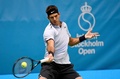 男子テニス、ストックホルム・オープン、シングルス決勝。リターンを打つファン・マルティン・デルポトロ（2017年10月22日撮影）。(c)AFP/Jonathan NACKSTRAND