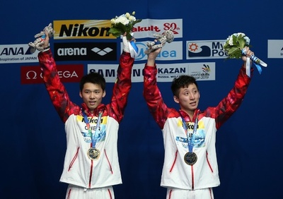 男子10m高飛び込みも優勝は中国ペア、第16回世界水泳