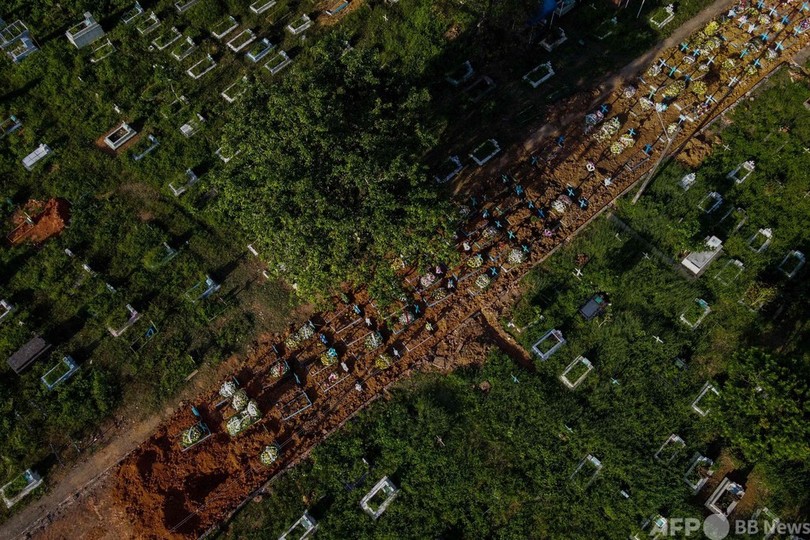 道路も墓地に…ブラジルのコロナ死者、40万人超に