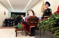 ロシア・モスクワで、エブゲニー・ジニチェフ非常事態相の葬儀に参列するウラジーミル・プーチン大統領（2021年9月10日撮影）。(c)Alexey NIKOLSKY / SPUTNIK / AFP