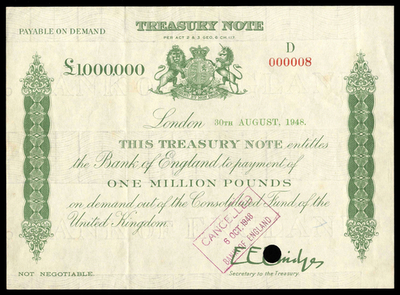 世界一の高額紙幣100万ポンド札、1400万円で落札