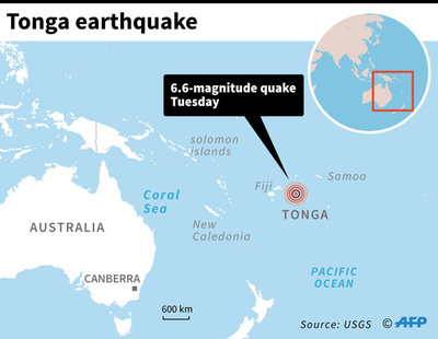 南太平洋の島国トンガ沖でM6.6の地震、津波の恐れなし