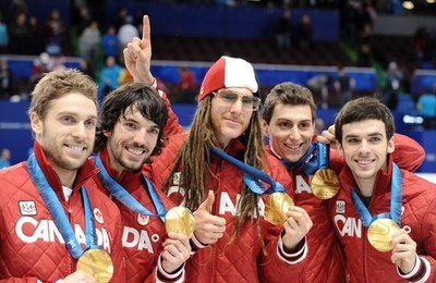 カナダ ショートトラック男子5000メートルリレーで金メダル、バンクーバー冬季五輪